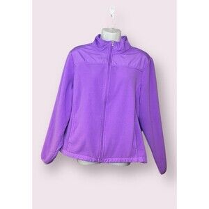IZOD PerformX Full Zip Purple Fleece Jacket Women's Size Large
